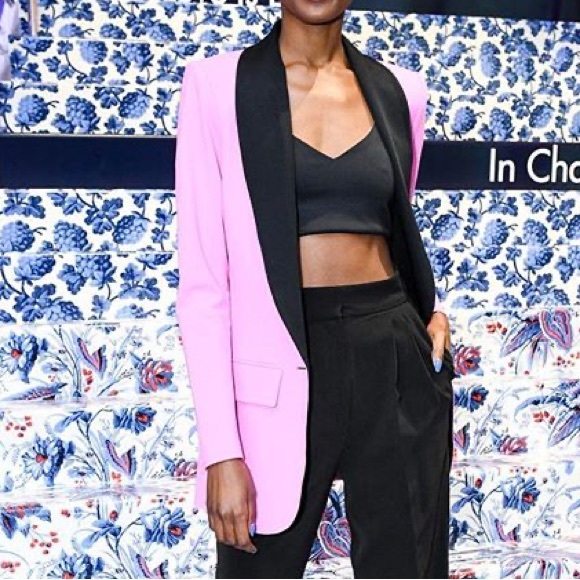 Diane von furstenberg Tommy crepe two tone blazer/jacket pink & black 0 - Picture 11 of 13